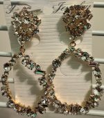 Clip On Rhinestone Oval Drop Earrings